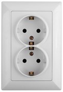 Intro 4-205-01 Розетка 2X2P+E Schuko, 16А-250В, СУ, Solo, Белый Б0043333 Intro 4-205-01 Розетка 2X2P+E Schuko, 16А-250В, СУ, Solo, Белый Б0043333