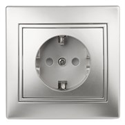 Intro Розетка Plano 1-202-03 с заземлением 2P+E Schuko, 16А-250В, IP20, СУ, алюминий Б0053878 Intro Розетка Plano 1-202-03 с заземлением 2P+E Schuko, 16А-250В, IP20, СУ, алюминий Б0053878