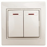 Intro 1-105-02 Выключатель двойной с подсветкой, 10А-250В, IP20, СУ, Plano, сл.кость (10/200/2400) Б0027604 Intro 1-105-02 Выключатель двойной с подсветкой, 10А-250В, IP20, СУ, Plano, сл.кость (10/200/2400) Б0027604