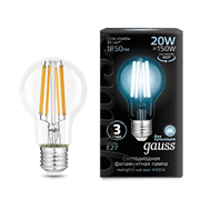 Gauss Лампа Filament А60 20W 1850lm 4100К Е27 LED 102902220
