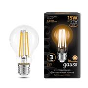 Gauss Лампа Filament А60 15W 1400lm 2700К Е27 LED 102902115