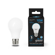 Gauss Лампа A60 10W 920lm 6500K E27 LED 1/10/50 102502310