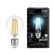 Gauss Лампа Filament А60 15W 1450lm 4100К Е27 LED 102902215