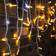 NEON-NIGHT Гирлянда "Айсикл" 4,8х0,6 м, с эффектом мерцания, белый ПВХ, 176LED, цвет: Жёлтый, 230В 255-161
