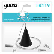 Комплект подвесов для трековых шинопроводов Gauss, 1шт, цвет черный 1/50 TR119 Комплект подвесов для трековых шинопроводов Gauss, 1шт, цвет черный 1/50 TR119