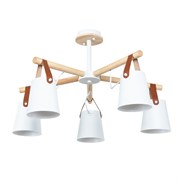 Arte Lamp A7032PL-5WH THOMAS Люстра на штанге металл/дерево/кожа A7032PL-5WH