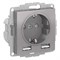 Systeme Electric AtlasDesign алюминий SO + USB розетка A+A, 5В/2,4А, 2х5В/1,2А, механизм ATN000330 - фото 45082