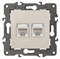 Компьютерная розетка rj45 двойная UTP cat 5e бежевая ЭРА Элеганс 14-3108-02 - фото 62045
