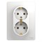 Glossa белый розетка 2-я с заземлением, (в сборе с рамкой) GSL000124 - фото 71890