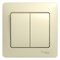 Glossa бежевый выключатель 2-клавишный, сх.5, 10АХ (в сборе с рамкой) GSL000252 - фото 72029