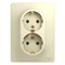 Glossa бежевый розетка 2-я с заземлением, (в сборе с рамкой) GSL000224 - фото 72047